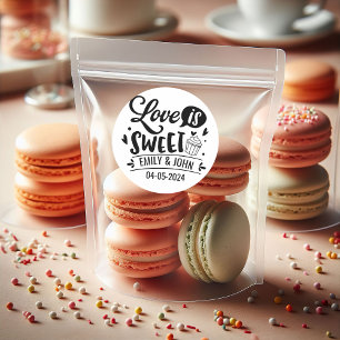 Adesivo Redondo Elegante Amor É Doce caligrafia Coração