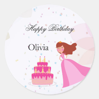 Adesivo Redondo Elegante aniversário de princesa da Disney
