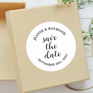 Adesivo Redondo Elegante Anúncio de Casamento Limpo Salve a data