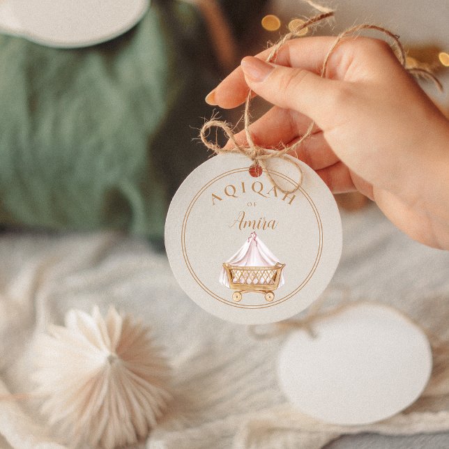 Adesivo Redondo Elegante Aqiqah Baby Celebrker (Criador carregado)