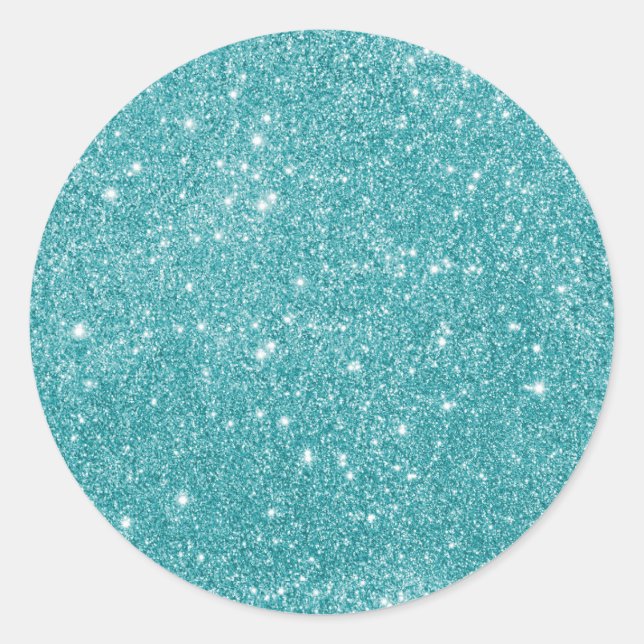 Adesivo Redondo Elegante Aqua Glitter (Frente)