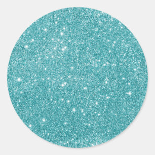 Adesivo Redondo Elegante Aqua Glitter