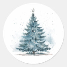 Elegante Aquarela Blue Silver Winter Wonderland