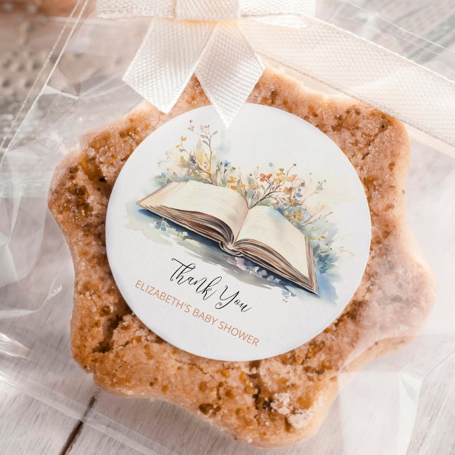 Adesivo Redondo Elegante Aquarela Um Novo Chá de fraldas De Capítu (Criador carregado)