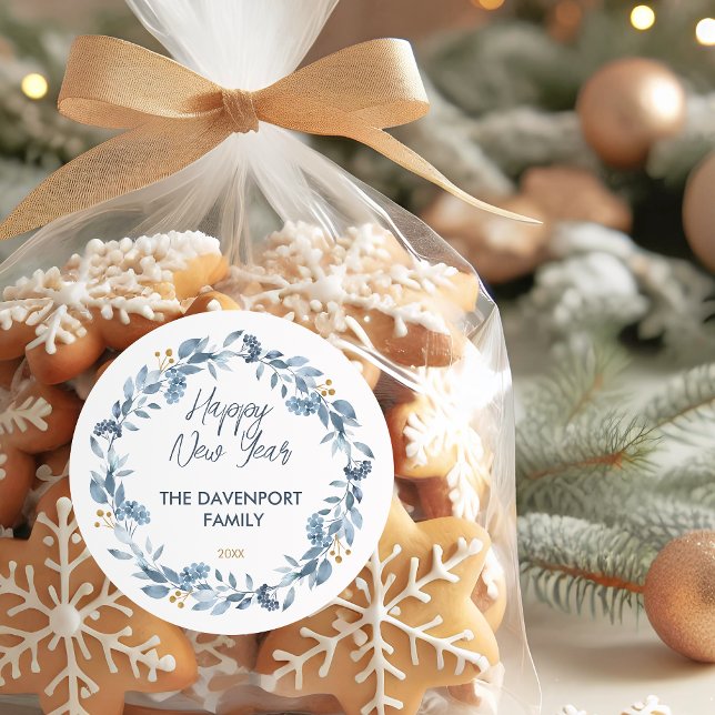 Adesivo Redondo Elegante Aquarela Verde Azul (Criador carregado)