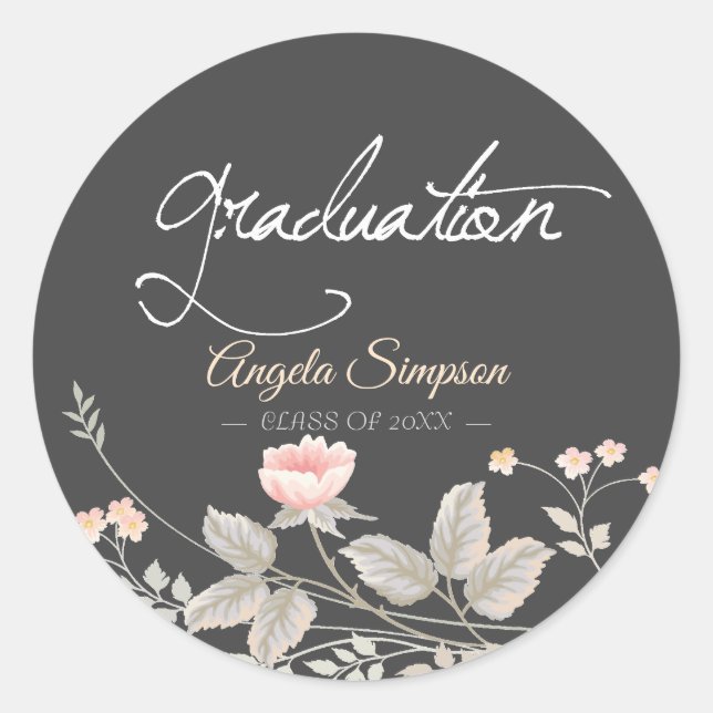 Adesivo Redondo Elegante aquoso Floral (Frente)