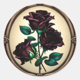 Adesivo Redondo Elegante Art Nouveau Black Rosa