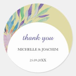 Adesivo Redondo Elegante Arte Floral Boho em Aquarela