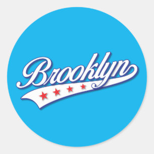 Adesivo Redondo Elegante azul colorido Brooklyn Swoosh Logotipo De