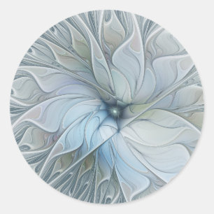 Adesivo Redondo Elegante Beleza Arte Fractal Abstrata Moderna Flor