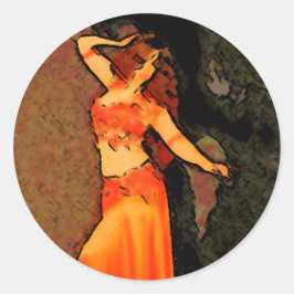 Adesivo Redondo Elegante Bellydancer Sticker
