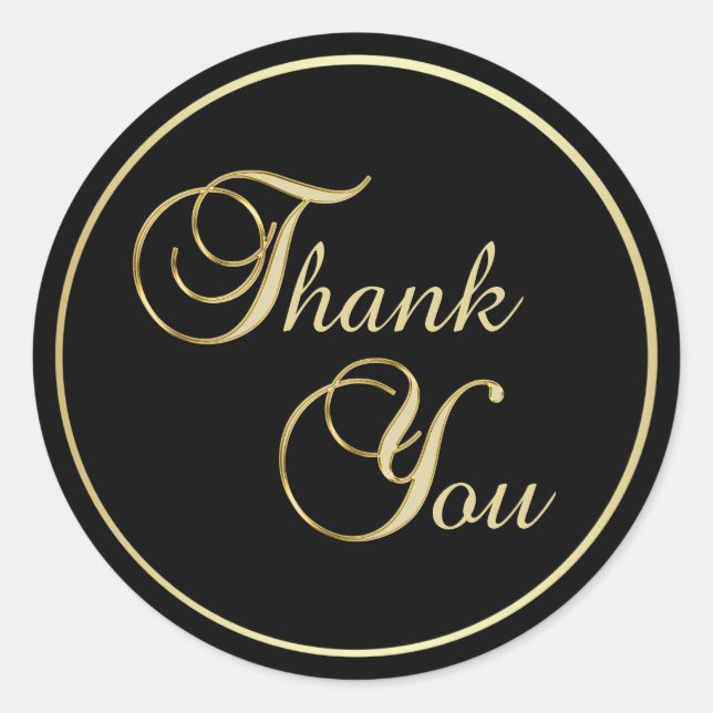 Adesivo Redondo Elegante Black Dourado Obrigado Envelope Seals (Frente)