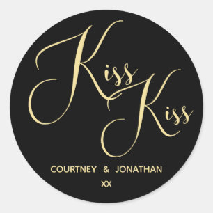 Adesivo Redondo Elegante Black Dourado Say com nome personalizável