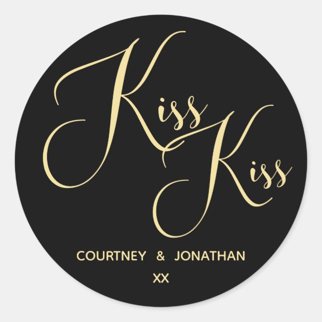 Adesivo Redondo Elegante Black Dourado Say com nome personalizável (Frente)