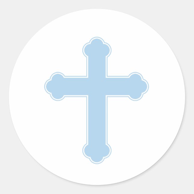 Adesivo Redondo Elegante Blue Cross Ornament (Frente)