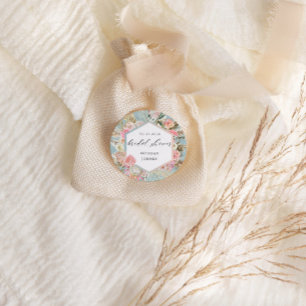 Adesivo Redondo elegante blush bohemian floral Classe Chá de pane