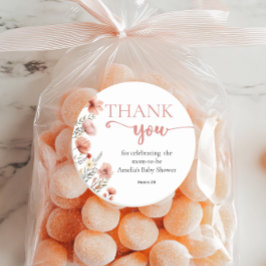 Adesivo Redondo Elegante Blush Floral Baby in Bloom Obrigado