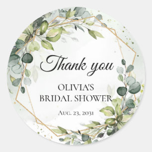 Adesivo Redondo Elegante boho aquarela verde casamento de eucalipt