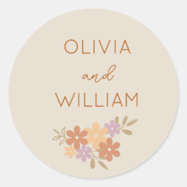 Adesivo Redondo Elegante Boho Floral Wedker