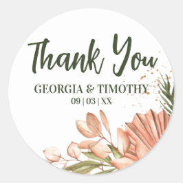 Adesivo Redondo Elegante Boho Flowers, Obrigado