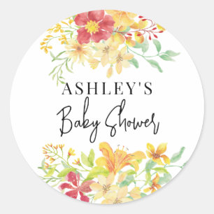 Adesivo Redondo Elegante Bright Floral   Chá de fraldas Chic
