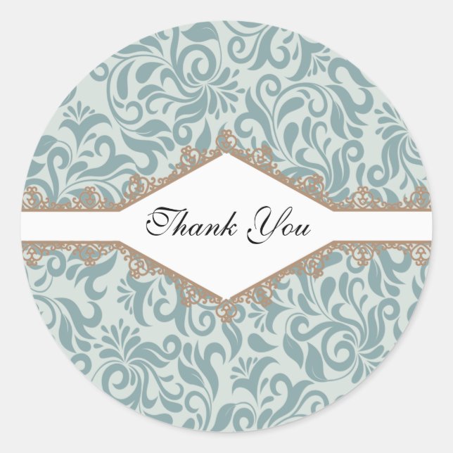 Adesivo Redondo Elegante Brocade Flourish Lace Green Obrigado (Frente)