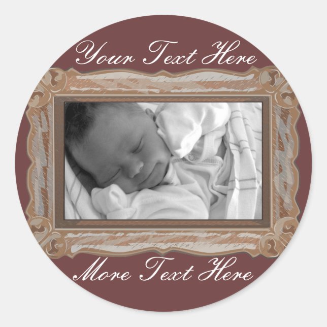 Adesivo Redondo Elegante Brown Frame Stickers (Frente)