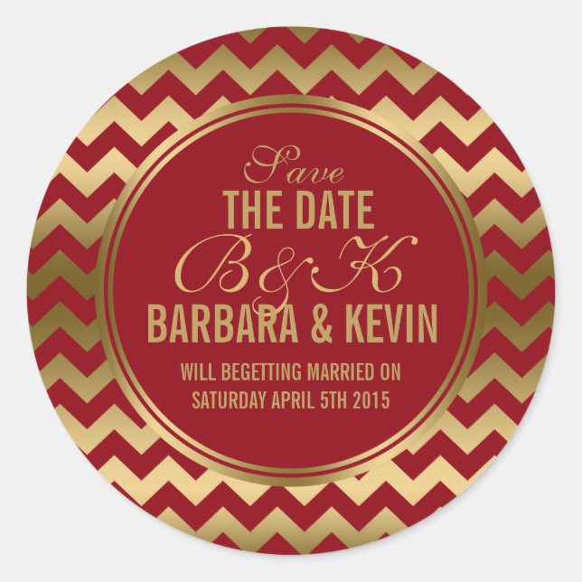 Adesivo Redondo Elegante Burgundy e Geométrico Zigzag Chevron 2 (Frente)