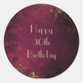 Adesivo Redondo Elegante Burgundy & Faux Dourado Sticker