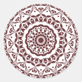 Adesivo Redondo Elegante Burgundy Henna Mandala Envelope Seal