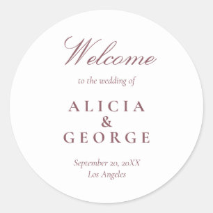 Adesivo Redondo Elegante burgundy, simples favor de casamento