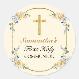 Adesivo Redondo Elegante Buttercreme Floral 1rua Santa Comunhão