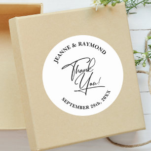 Adesivo Redondo Elegante Caligrafia de Casamento Personalizada de