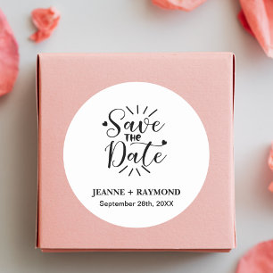 Adesivo Redondo Elegante Caligrafia Estilosa para Casamento Save t