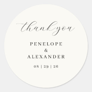 Adesivo Redondo Elegante Caligrafia Preta