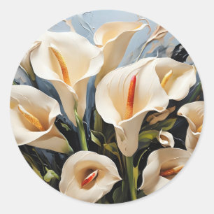 Adesivo Redondo Elegante Calla Lily Flowers