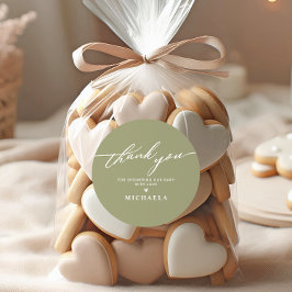 Adesivo Redondo Elegante Carta de Agradecimento para Chá de Bebê c