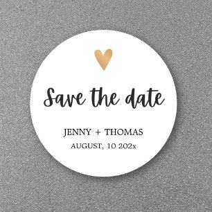 Adesivo Redondo Elegante cartão de Save the date de casamento limp
