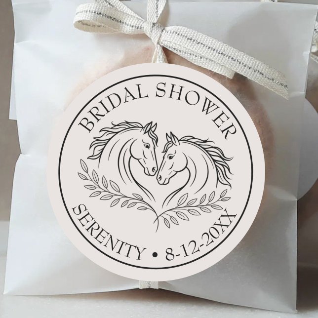 Adesivo Redondo Elegante Casamento de Cavalo Russo Obrigado (Criador carregado)