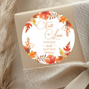 Adesivo Redondo Elegante Casamento Floral Boho de Outono