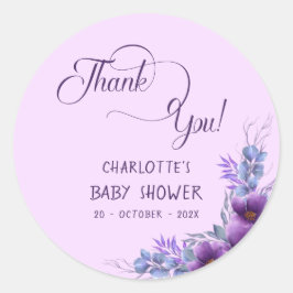 Adesivo Redondo Elegante Chá de fraldas de Flor Puro de Aquarela