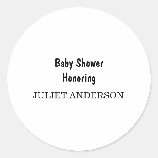 Adesivo Redondo Elegante Chá de fraldas Mínimo Preto E Branco (Frente)