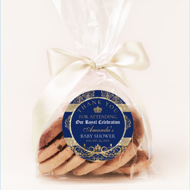 Adesivo Redondo Elegante Chá de fraldas Príncipe Real (Criador carregado)