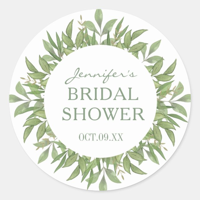 Adesivo Redondo Elegante chá de panela verde de aquarela (Frente)