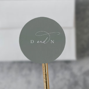 Adesivo Redondo Elegante Charm Sage Wedding Envelope Seal Stickers