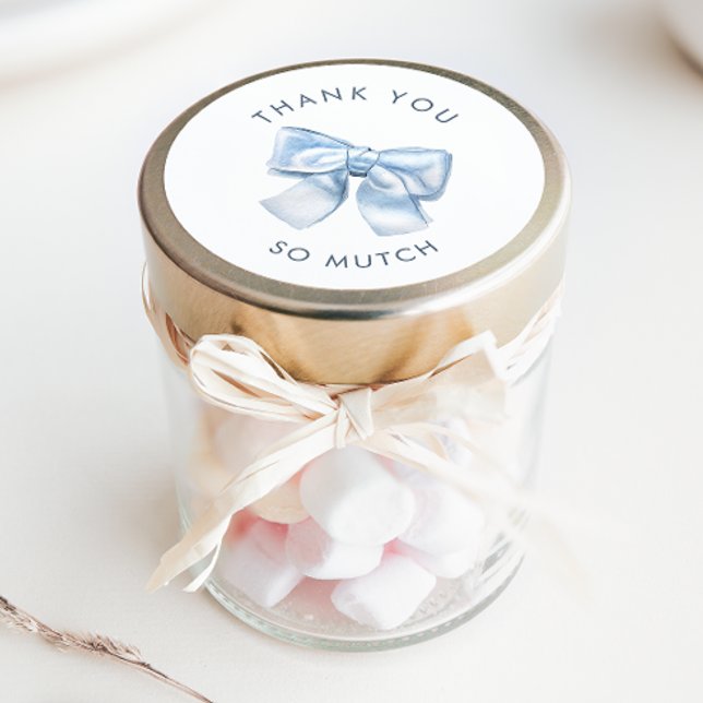 Adesivo Redondo Elegante Clasic Baby Blue Watercolor Arco Obrigado (Criador carregado)