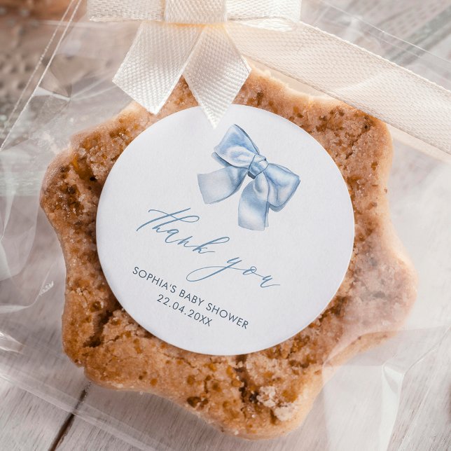 Adesivo Redondo Elegante Clasic Gingham Baby Blue Arco Obrigado (Criador carregado)