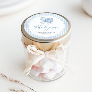 Adesivo Redondo Elegante Clasic Gingham Blue Arco Chá de fraldas