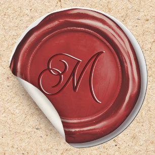 Adesivo Redondo Elegante Clássico Vintage Monogramas Cera Selo