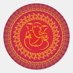 Adesivo Redondo Elegante Classy Ganesh/ Indian God Sticker